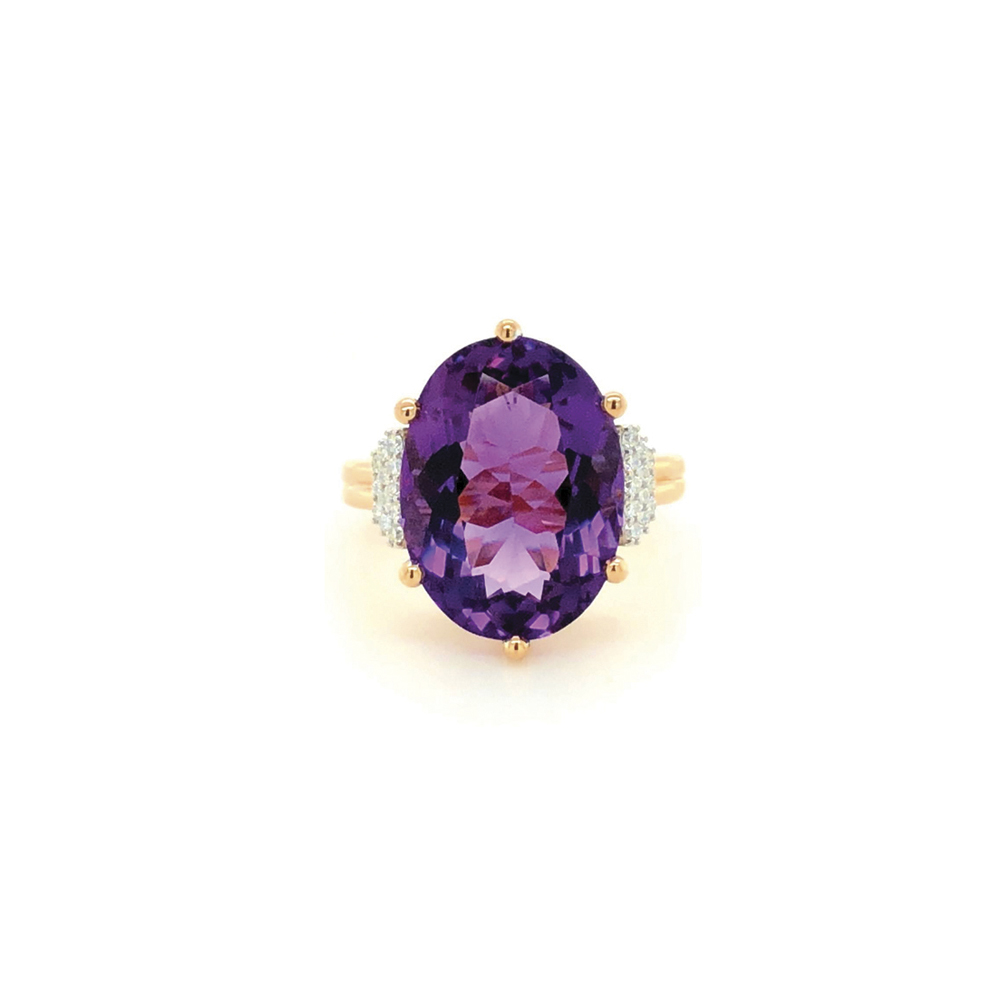 Nhẫn Vàng hồng 14K đính đá Amethyst