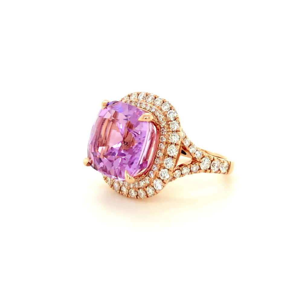 Nhẫn Vàng hồng 18k đính đá Kunzite