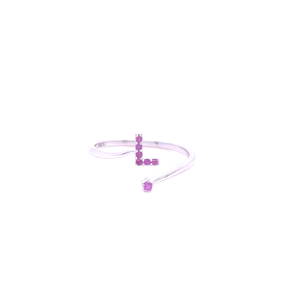 Nhẫn vàng trắng 14k đính đá Ruby