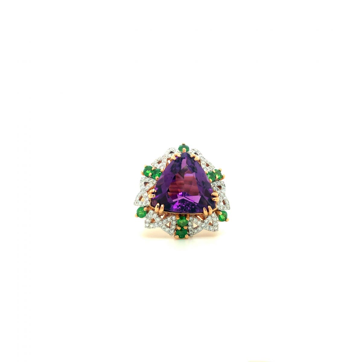 Nhẫn Vàng hồng 14k đính đá Amethyst