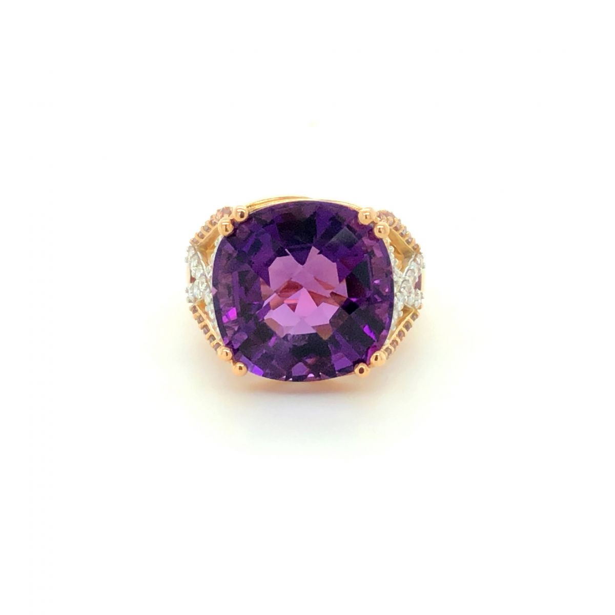 Nhẫn Vàng hồng 14k đính đá Amethyst